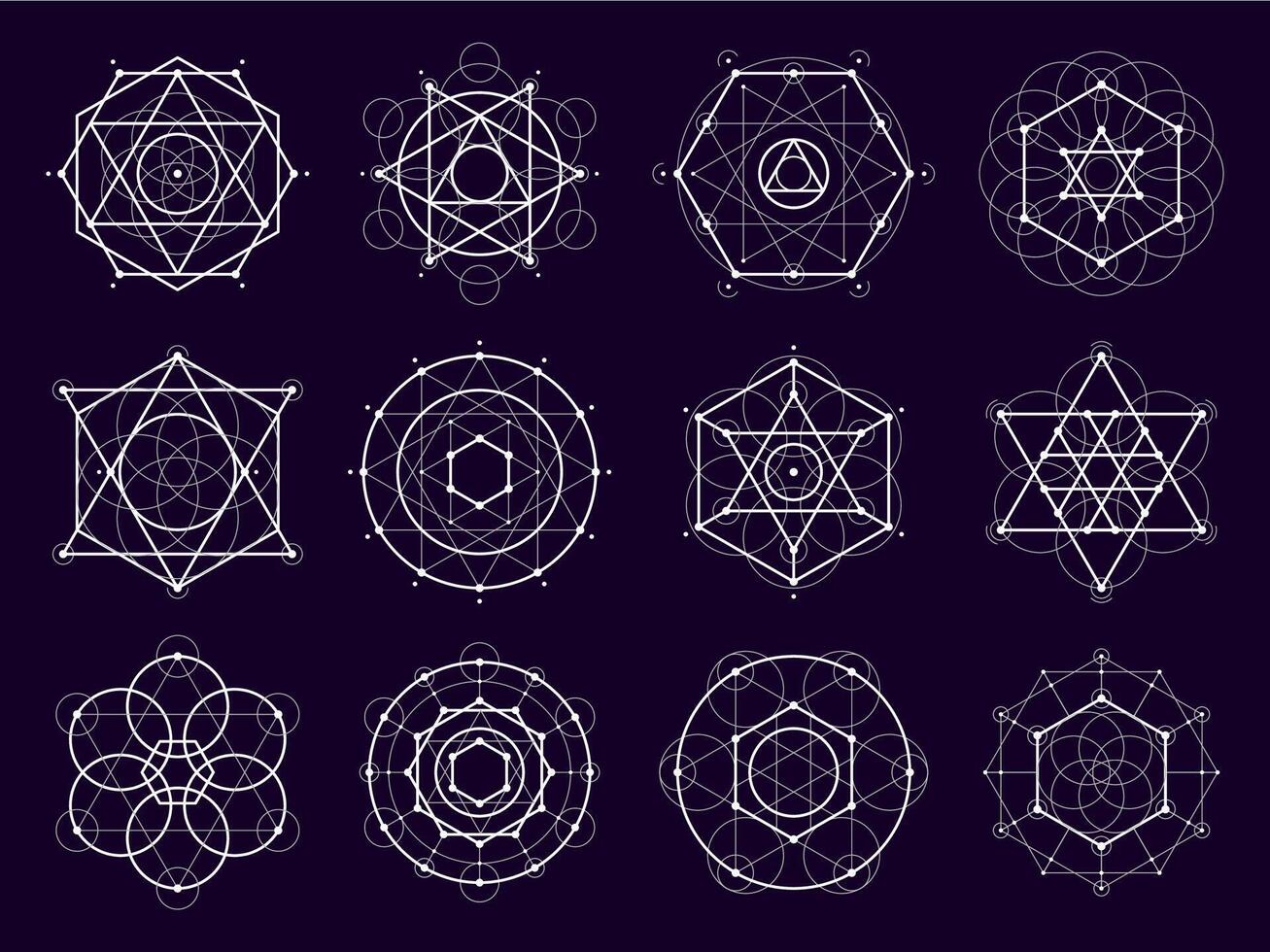 sagrado geométrico formas. mistério e Magia símbolos vetor