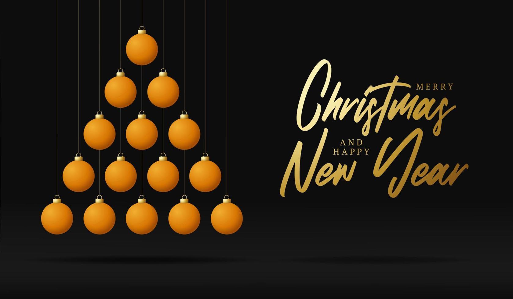 pingue-pongue árvore de bugiganga de cartão de Natal e ano novo. árvore de Natal criativa feita por bola de tênis de mesa em fundo escuro para a celebração do Natal e ano novo. cartão de felicitações de esporte vetor