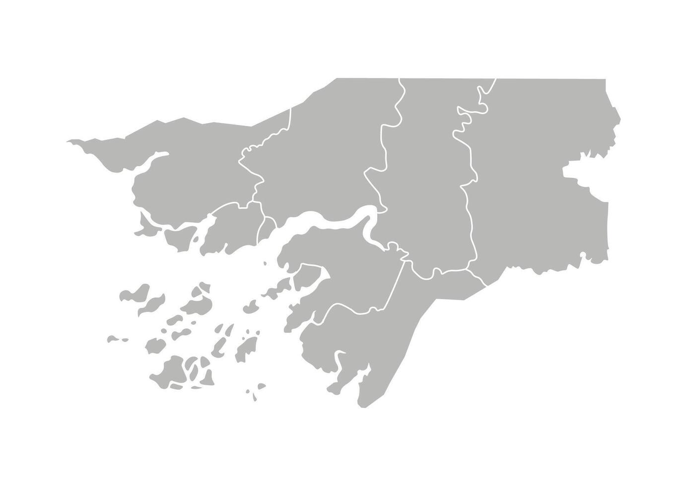 vetor isolado ilustração do simplificado administrativo mapa do guiné-bissau. fronteiras do a regiões. cinzento silhuetas. branco contorno.