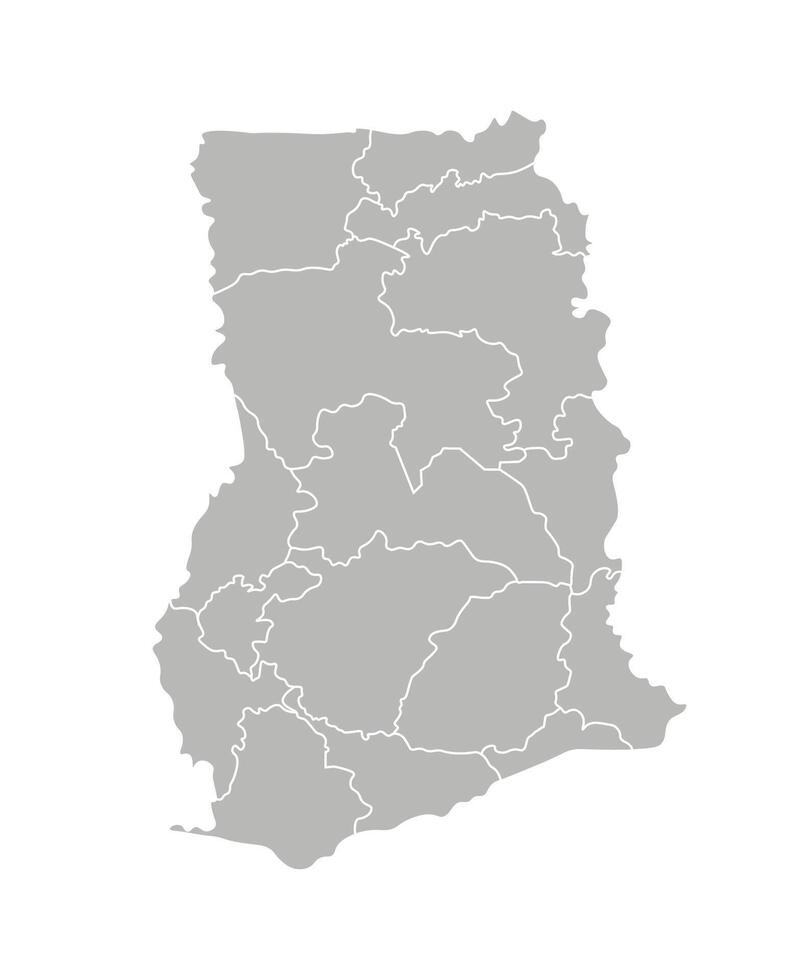 vetor isolado ilustração do simplificado administrativo mapa do Gana. fronteiras do a regiões. cinzento silhuetas. branco contorno.