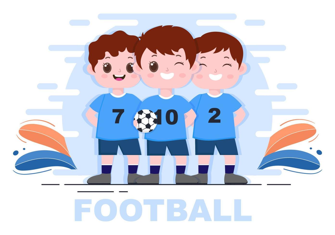 jogar futebol com os meninos jogar futebol usar uniforme esportivo vários movimentos, como chutar, segurar, defender, aparar e atacar em campo. ilustração vetorial vetor