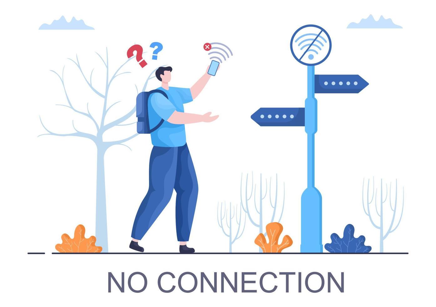 conexão sem fio perdida ou cabo desconectado, nenhum sinal de internet wi-fi, página não encontrada na tela do smartphone. ilustração vetorial de fundo vetor