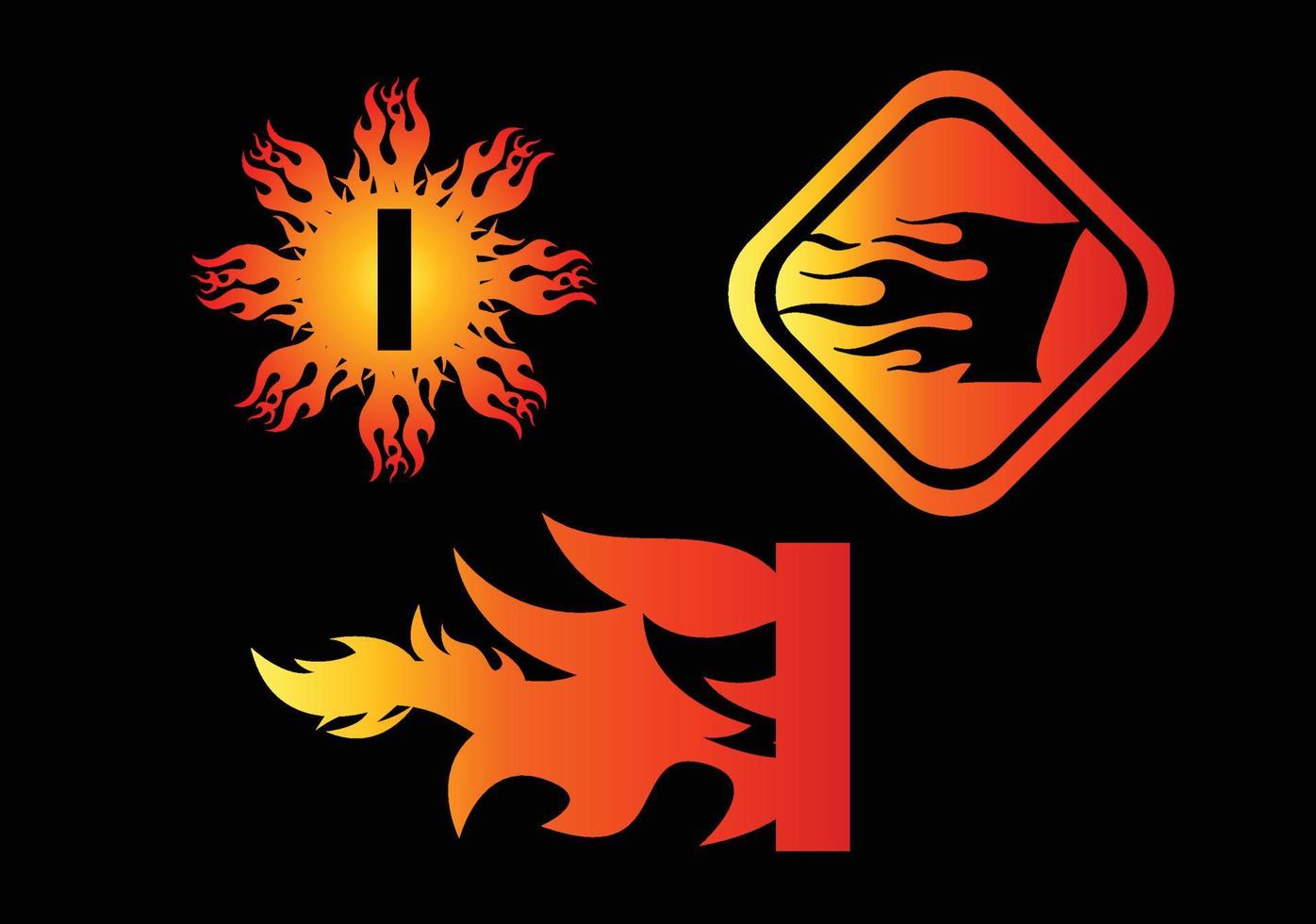 Fire i letter logo e modelo de design de ícone vetor