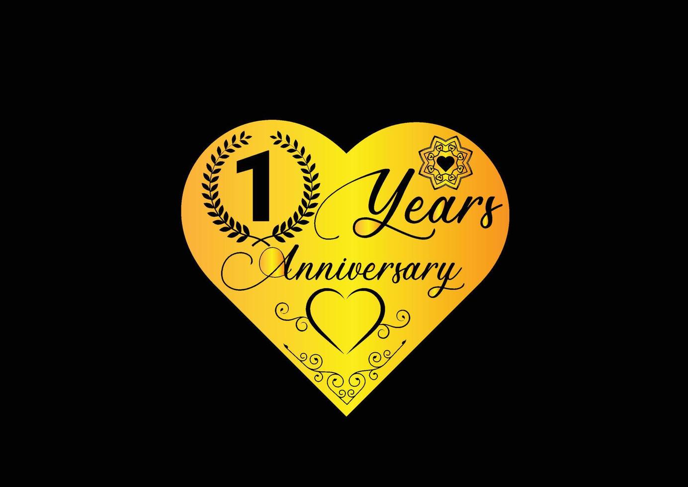 Celebração de aniversário de 1 ano com logotipo de amor e design de ícones vetor