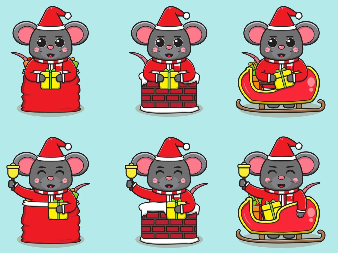 ilustração vetorial de papai noel rato fofo vetor