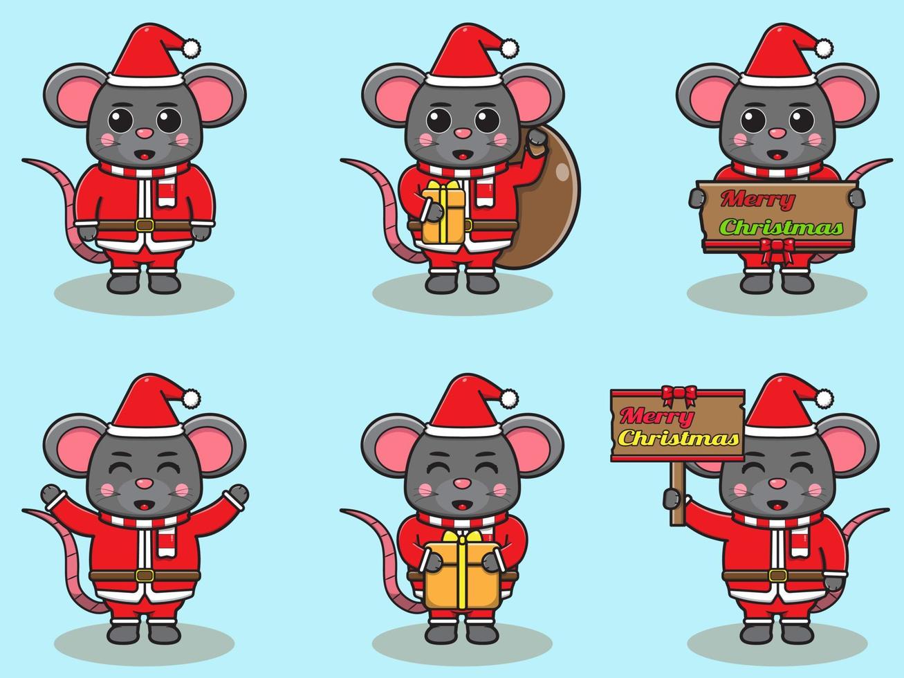 ilustração em vetor de papai noel rato fofo