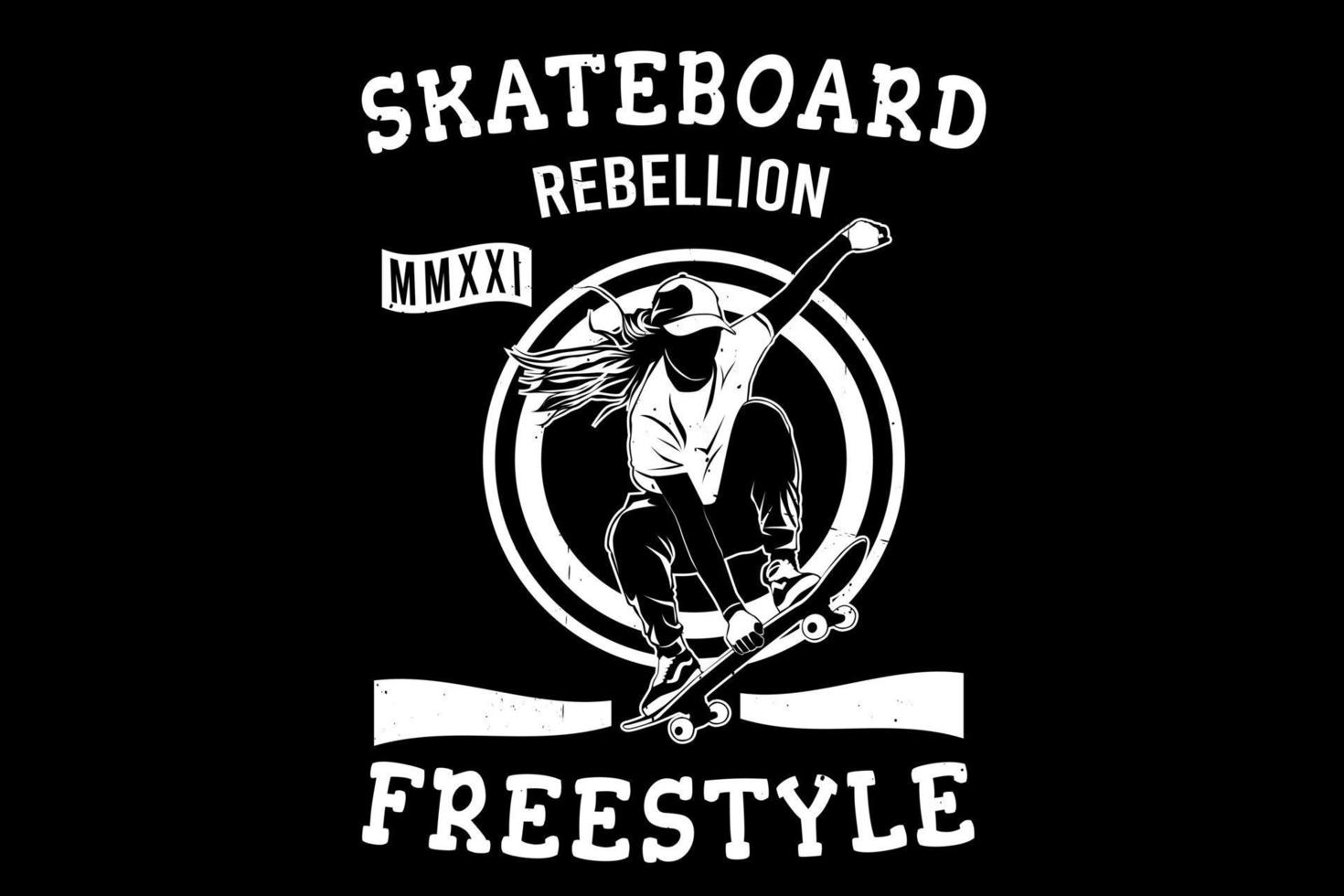 design de silhueta de estilo livre de rebeldia de skate vetor