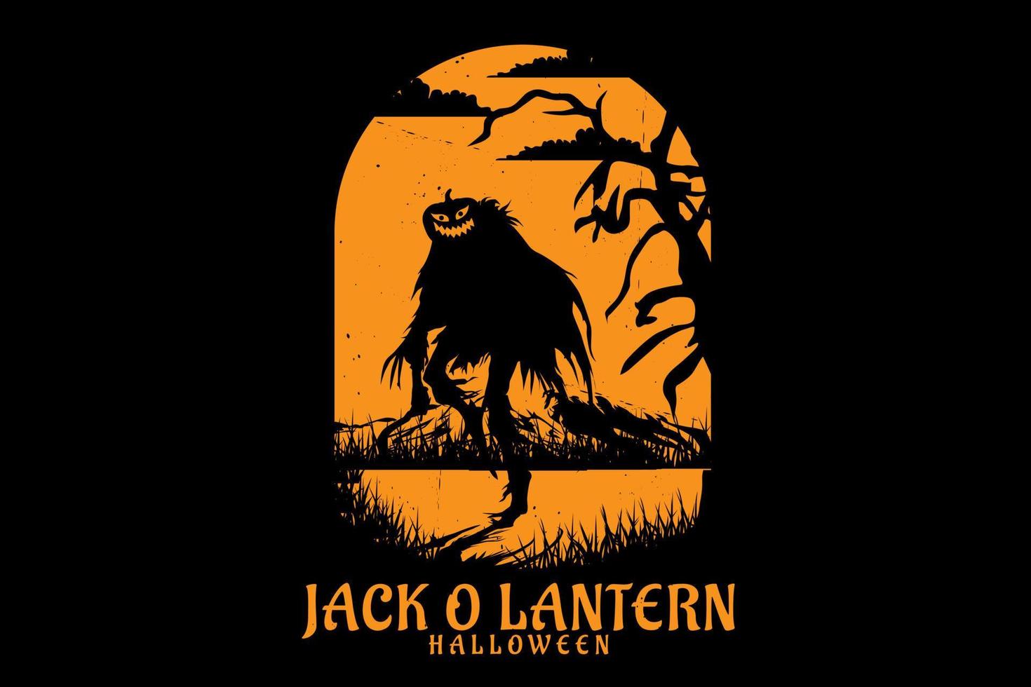 desenho da silhueta do dia das bruxas jack o lantern vetor