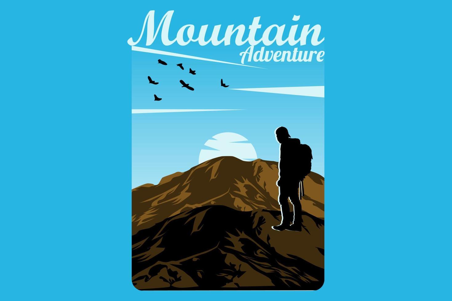 desenho de silhueta de aventura na montanha vetor