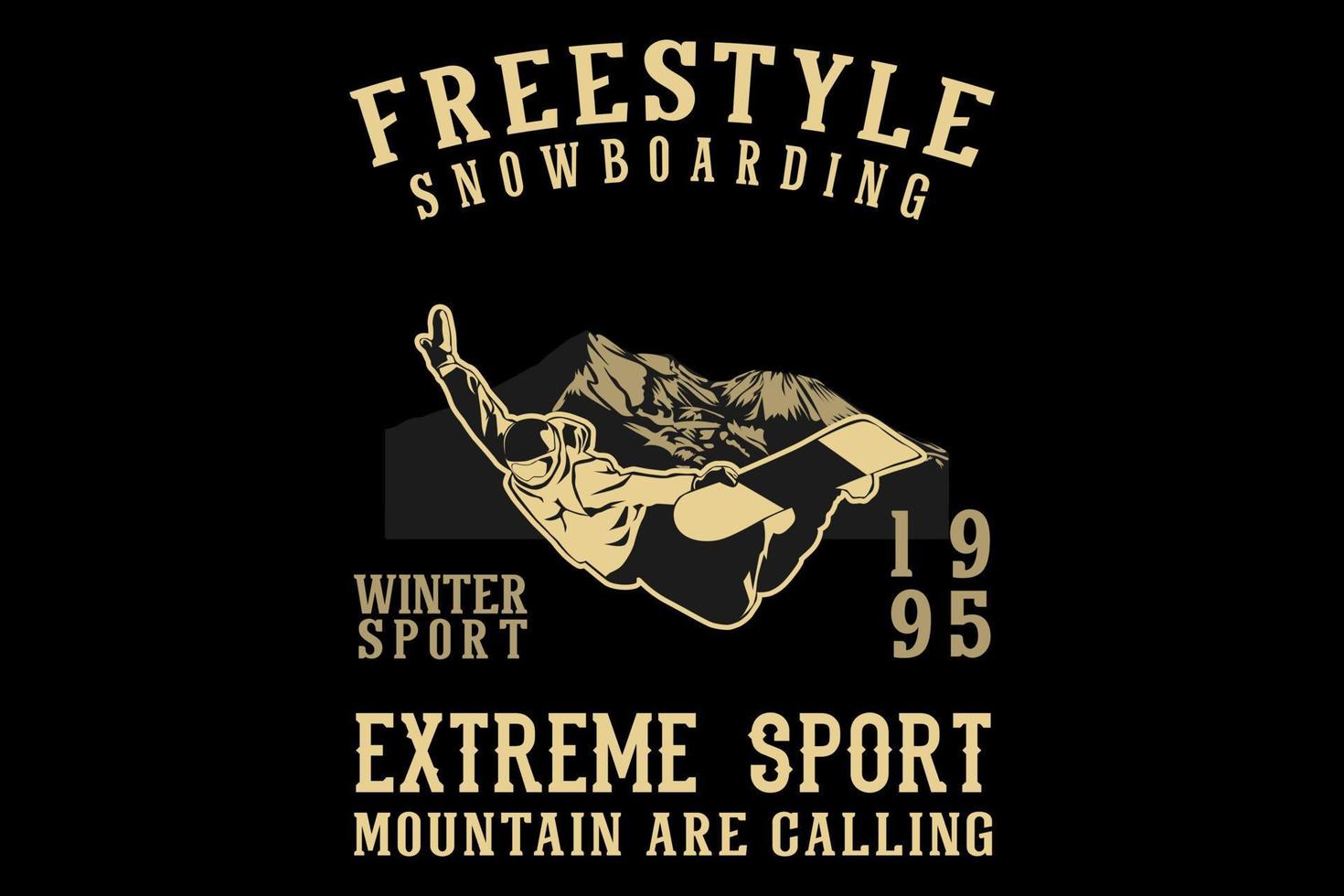 design de silhueta de esporte de inverno snowboard freestyle vetor