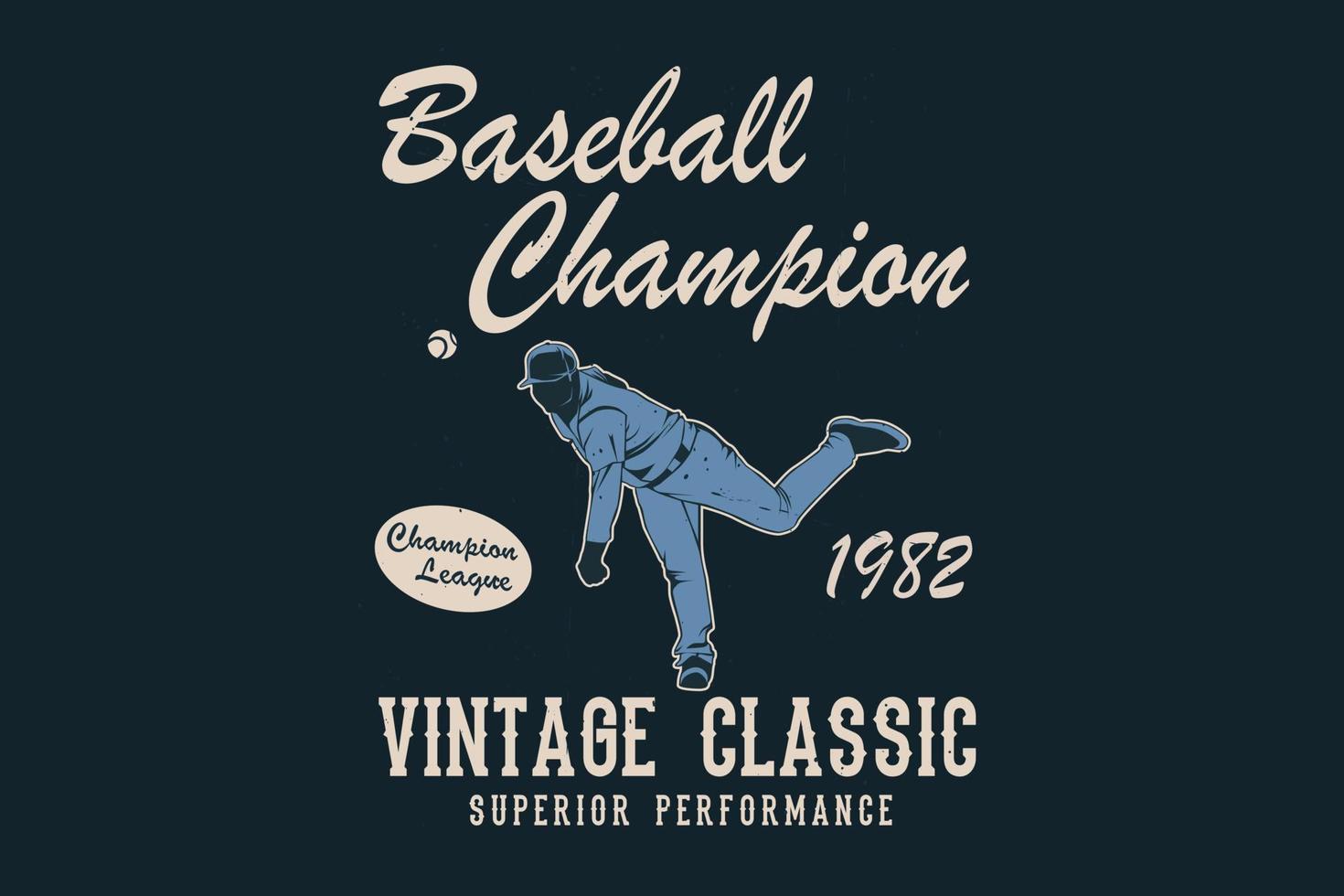 design de silhueta clássico vintage de campeão de beisebol vetor
