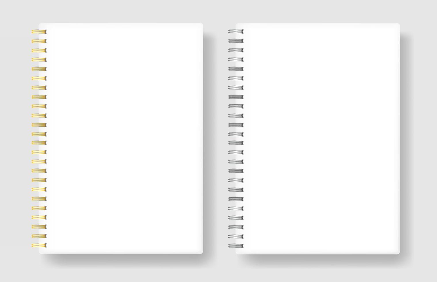 cadernos com espirais de metal de cores diferentes. layouts para uso em publicidade. isolado em um fundo claro. vetor