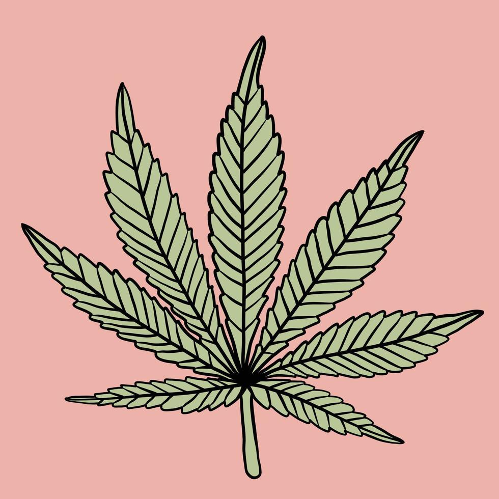 simplicidade folha de cannabis desenho à mão livre design plano. vetor