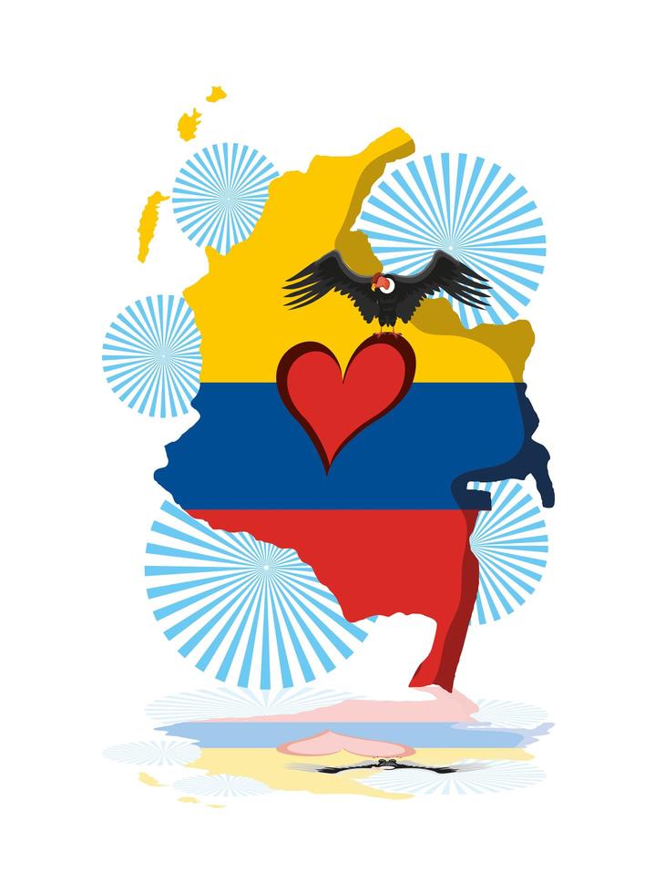 bandeira e mapa da colômbia vetor