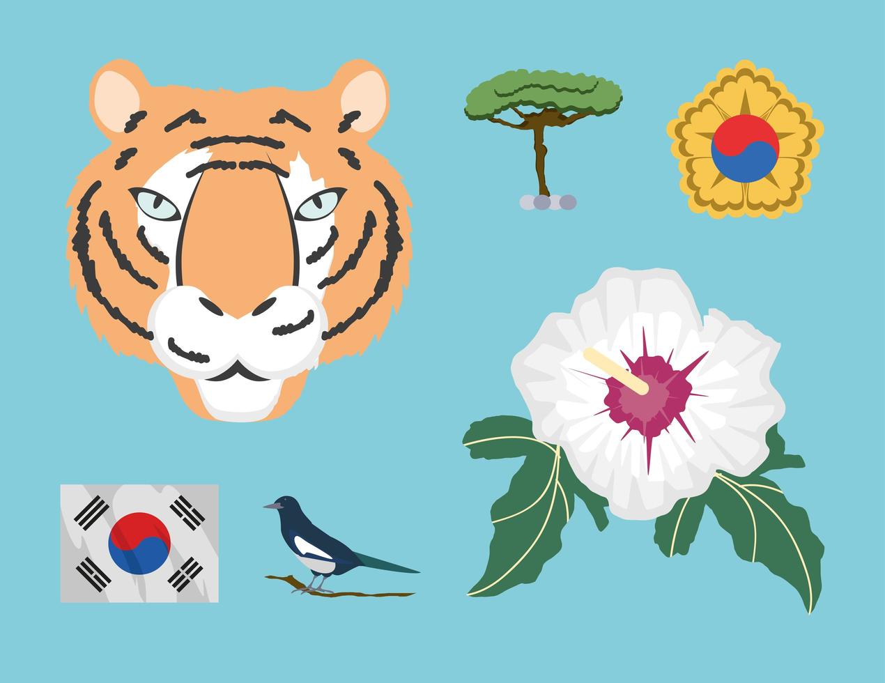 conjunto de ícones coreano vetor