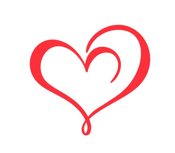 Mão desenhada sinal de amor do coração. Caligrafia romântica vector ilustração ícone símbolo para t-shirt, cartão postal, casamento de pôster. Elemento plano de design do dia dos namorados