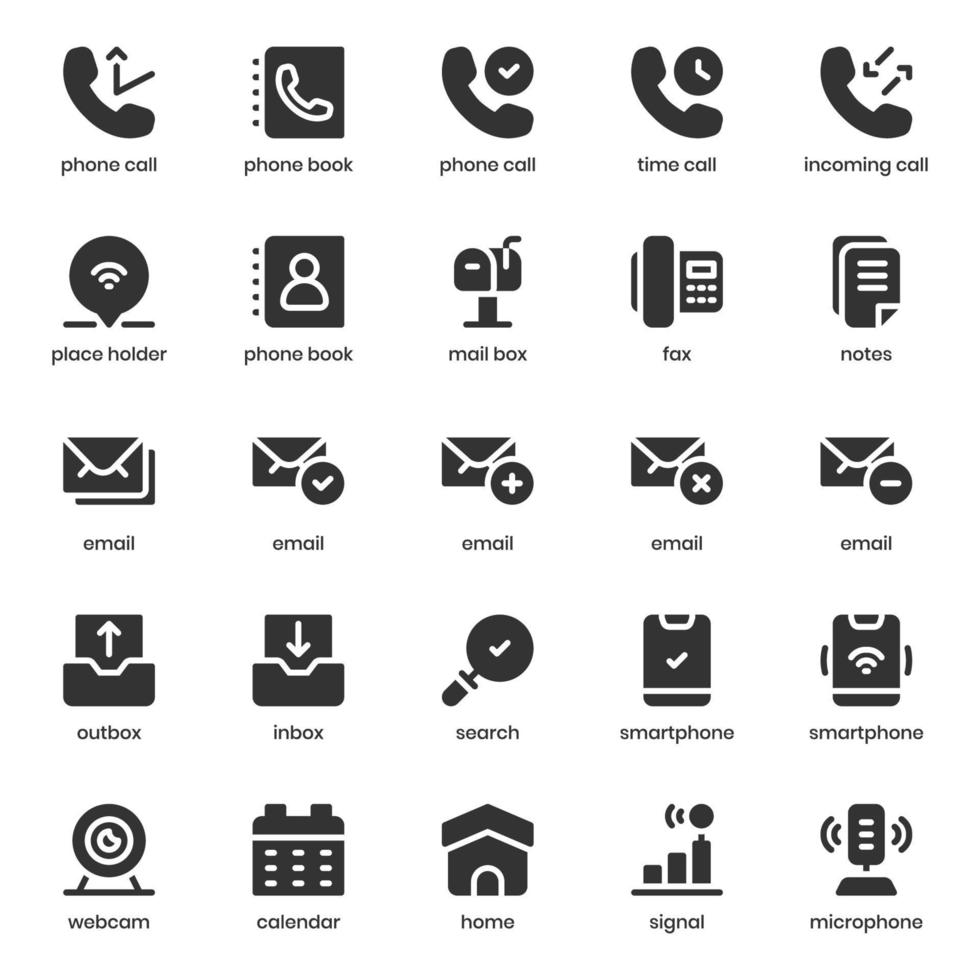 pacote de ícones de contato e comunicação para o design do seu site, logotipo, aplicativo, interface do usuário. contato e comunicação design de glifo de ícone. ilustração de gráficos vetoriais e curso editável. vetor