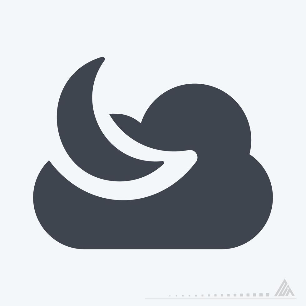 ícone noite nublada - estilo glifo vetor