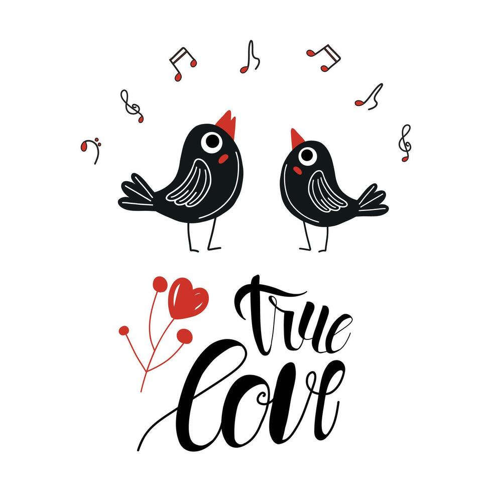 verdade amor conceito. engraçado desenho animado casais personagem do pássaros com letras - verdade amor . símbolo do mútuo amor, felicidade, ter esperança. romântico ilustração. vetor