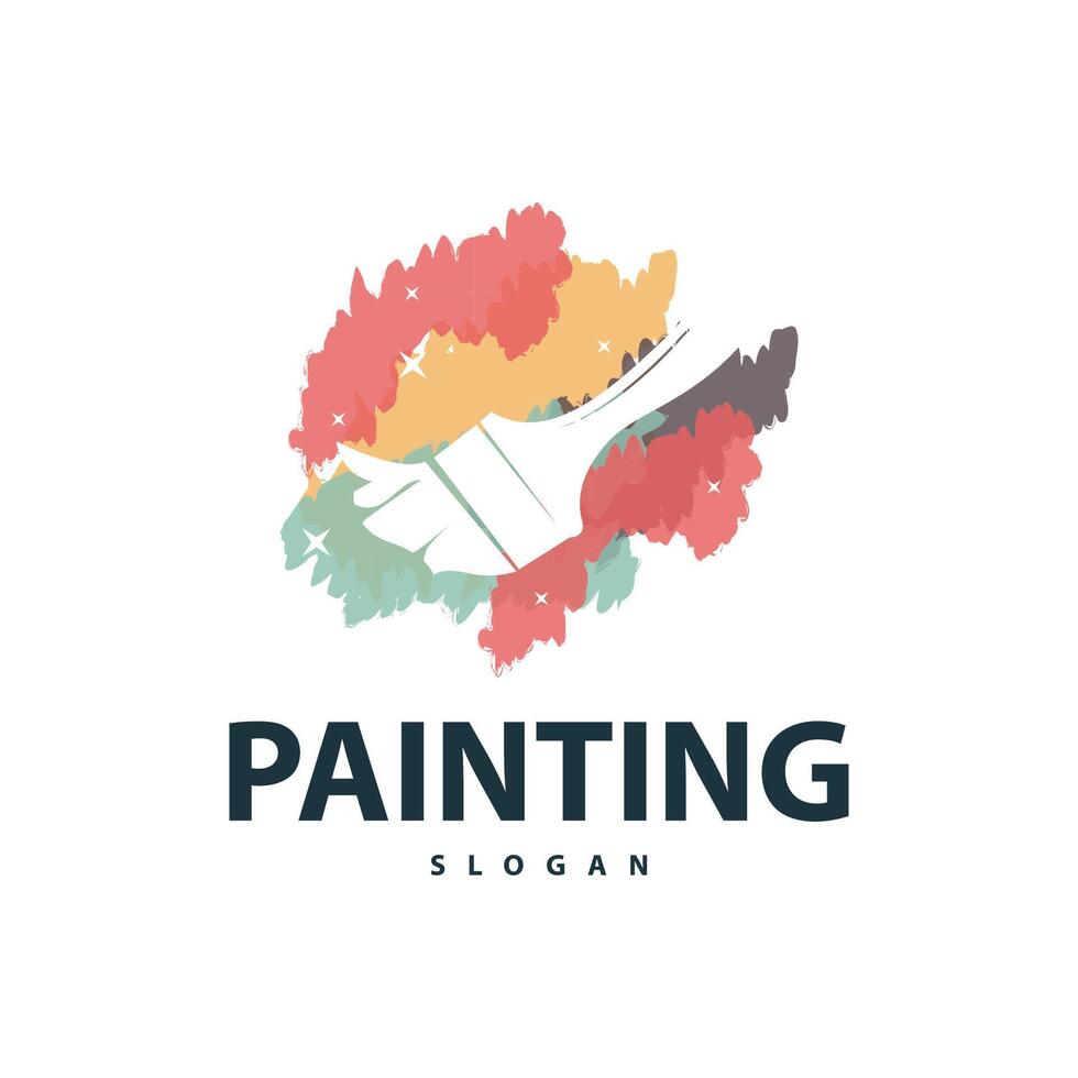 pintura logotipo simples parede pintura escova Projeto com colorida elegante vetor modelo