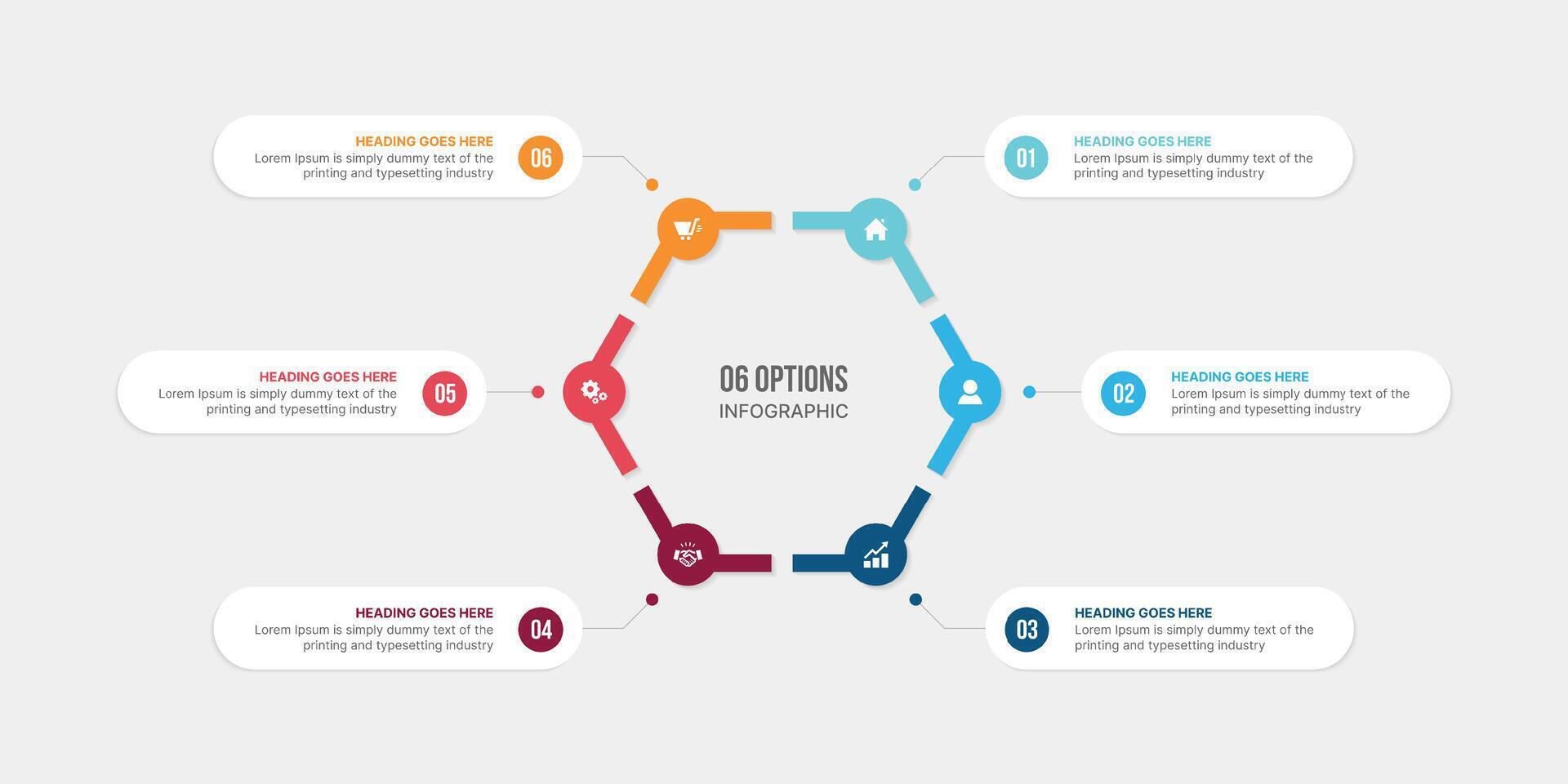 círculo ciclo infográfico modelo Projeto com 6 passos vetor