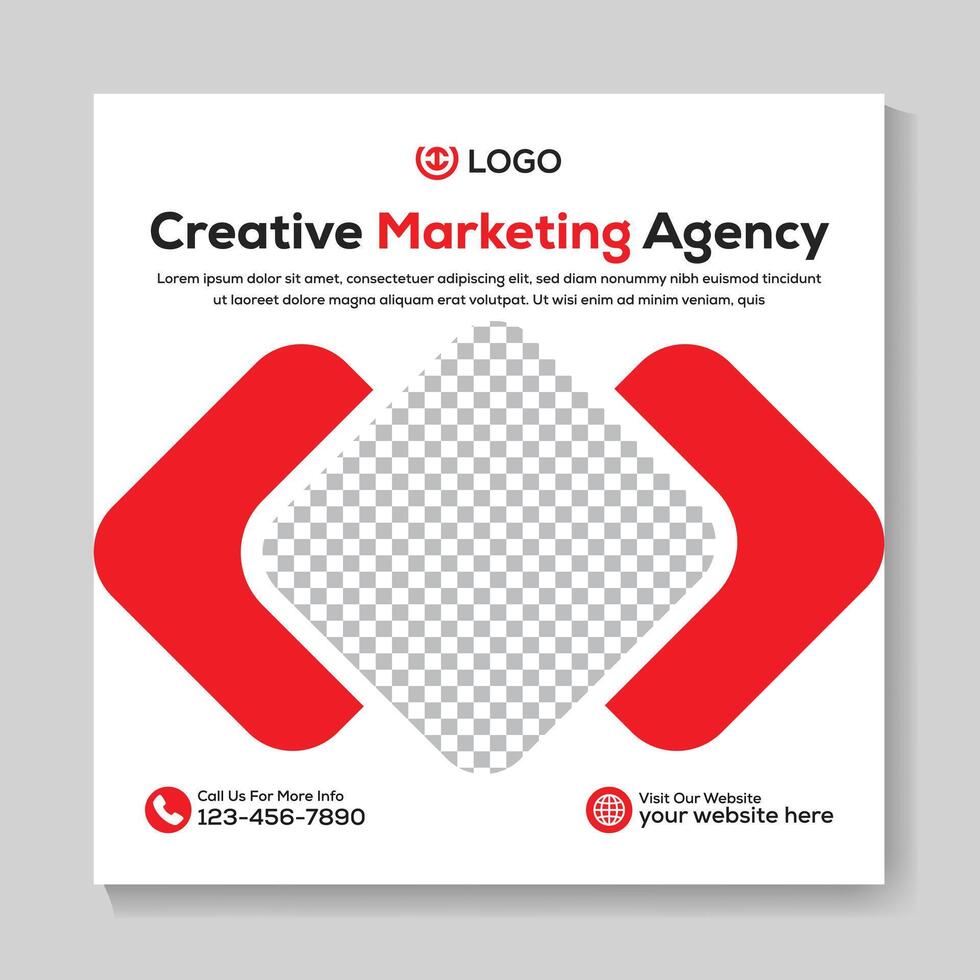 criativo marketing agência social meios de comunicação postar Projeto corporativo quadrado rede bandeira modelo vetor