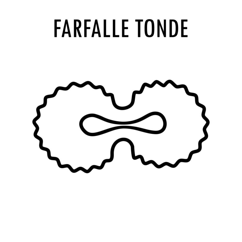 Farfalle tonde massa rabisco Comida ilustração. mão desenhado gráfico impressão do curto Macarrão tipo do cortece massa. vetor linha arte Comida ingrediente do italiano cozinha