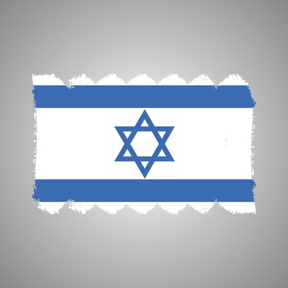 bandeira de israel com pincel pintado a aquarela vetor