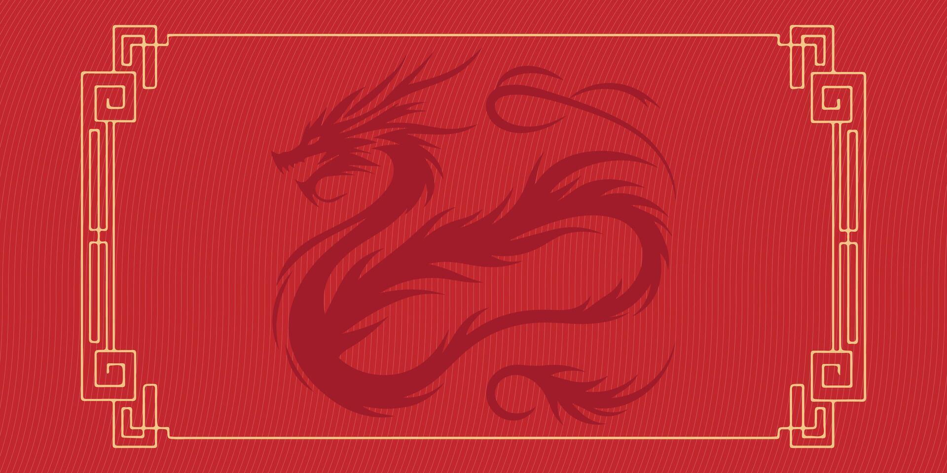 2024 chinês Novo ano, ano do a Dragão bandeira modelo Projeto com dragões vetor