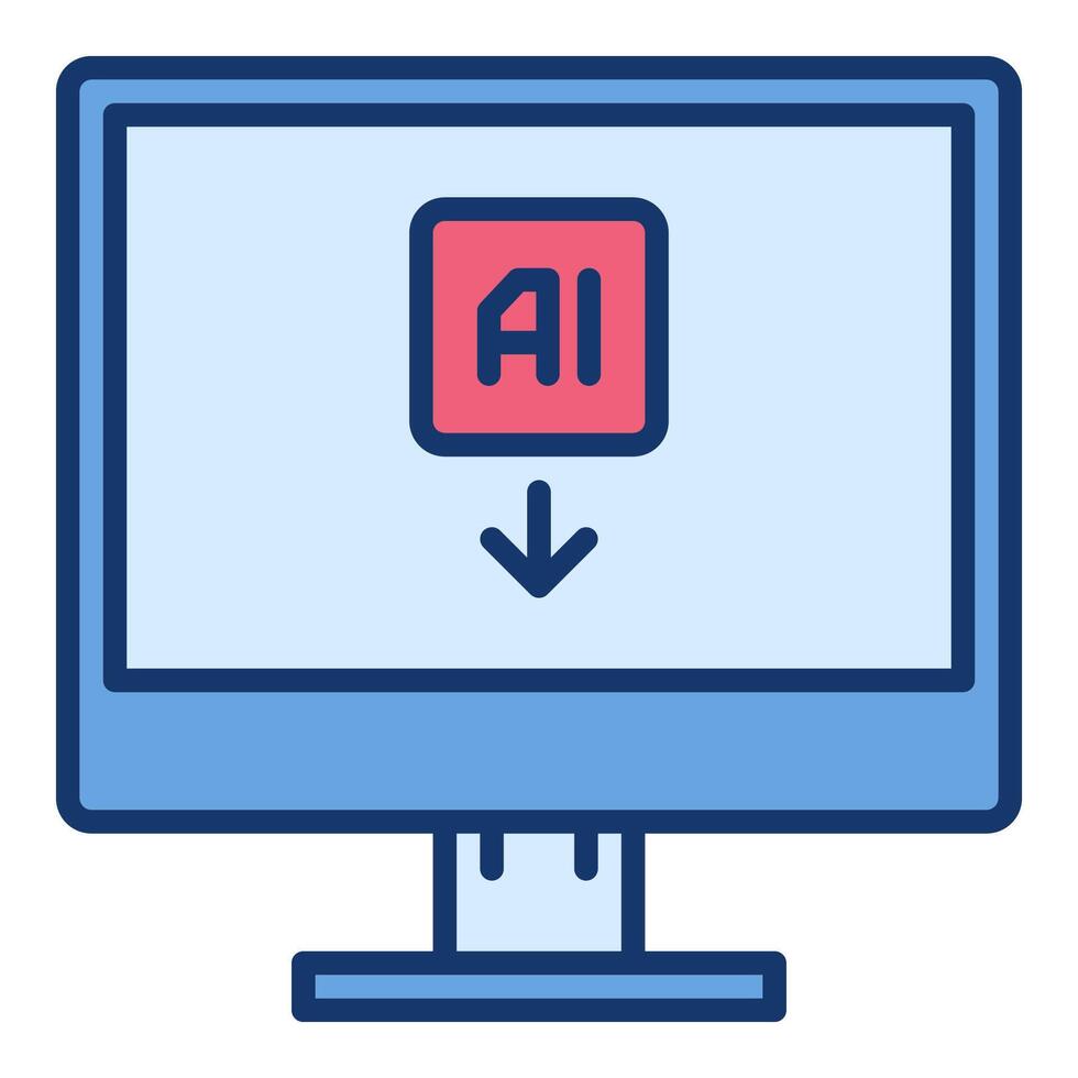 artificial inteligência em computador exibição vetor ai tecnologia colori ícone ou símbolo