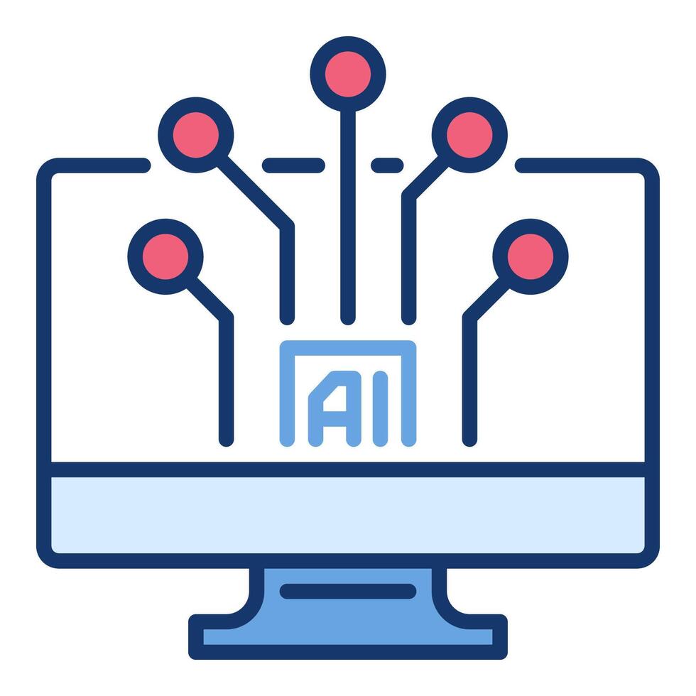 ai tecnologia em computador tela vetor artificial inteligência colori ícone ou logotipo elemento