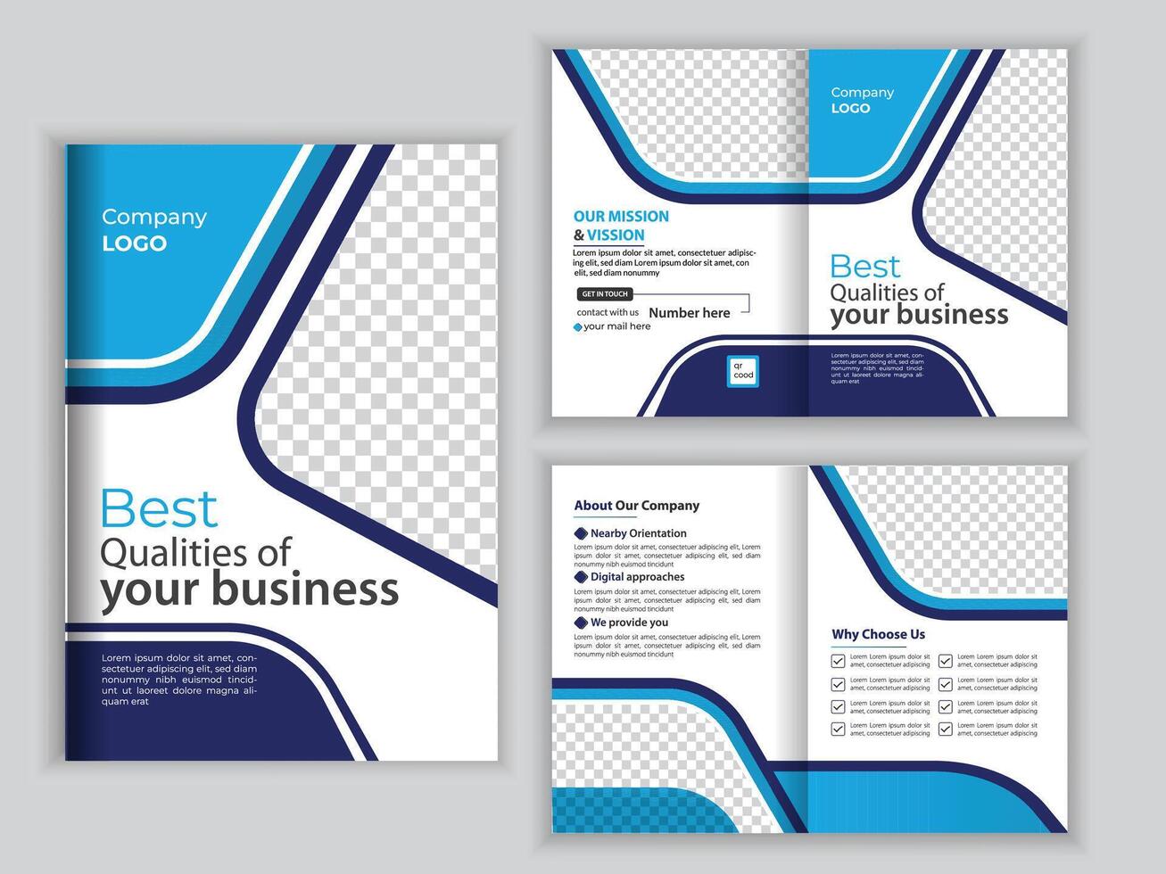 corporativo o negócio bifold design.business folheto cobrir página anual relatório.pro vetor. vetor
