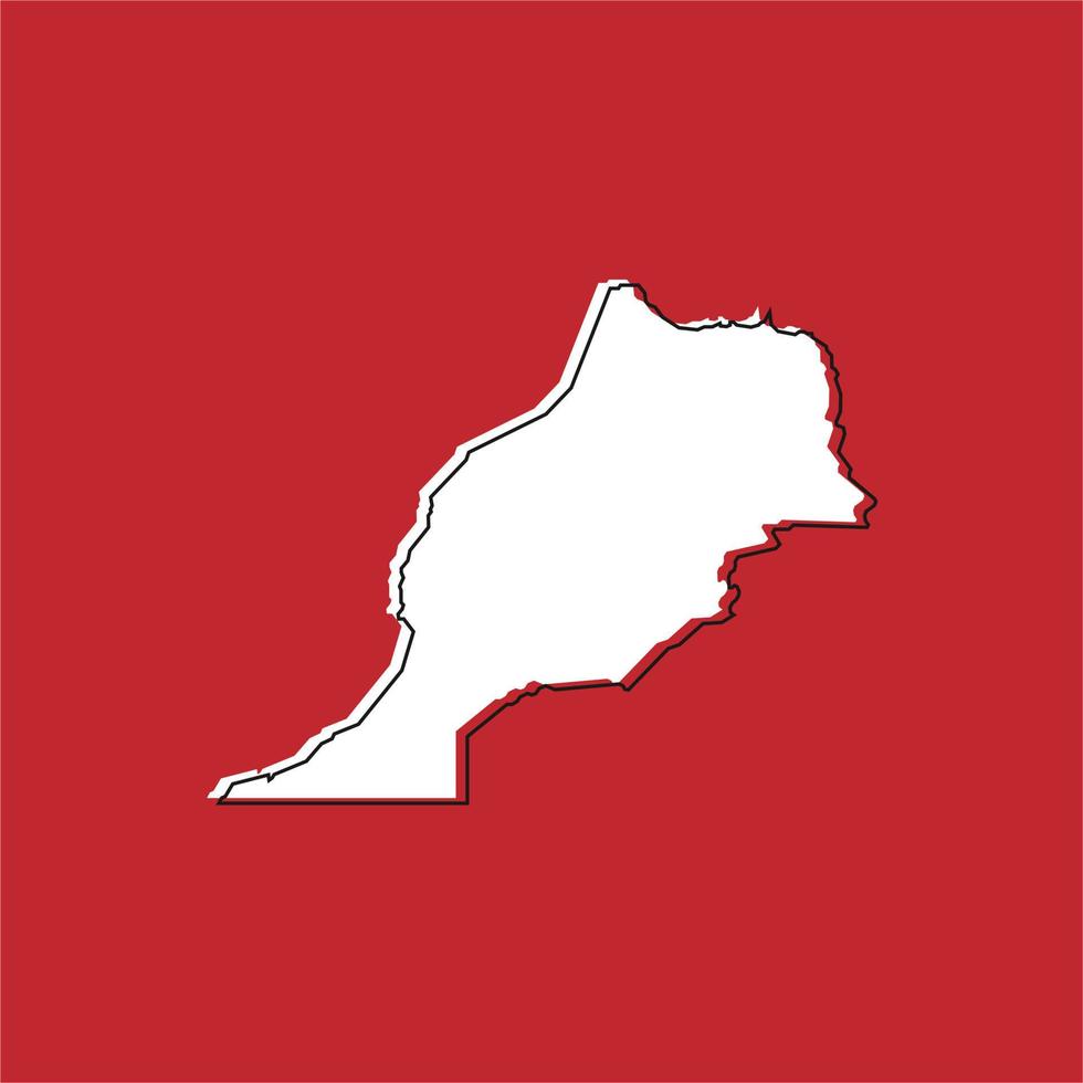 ilustração vetorial do mapa de Marrocos sobre fundo vermelho vetor