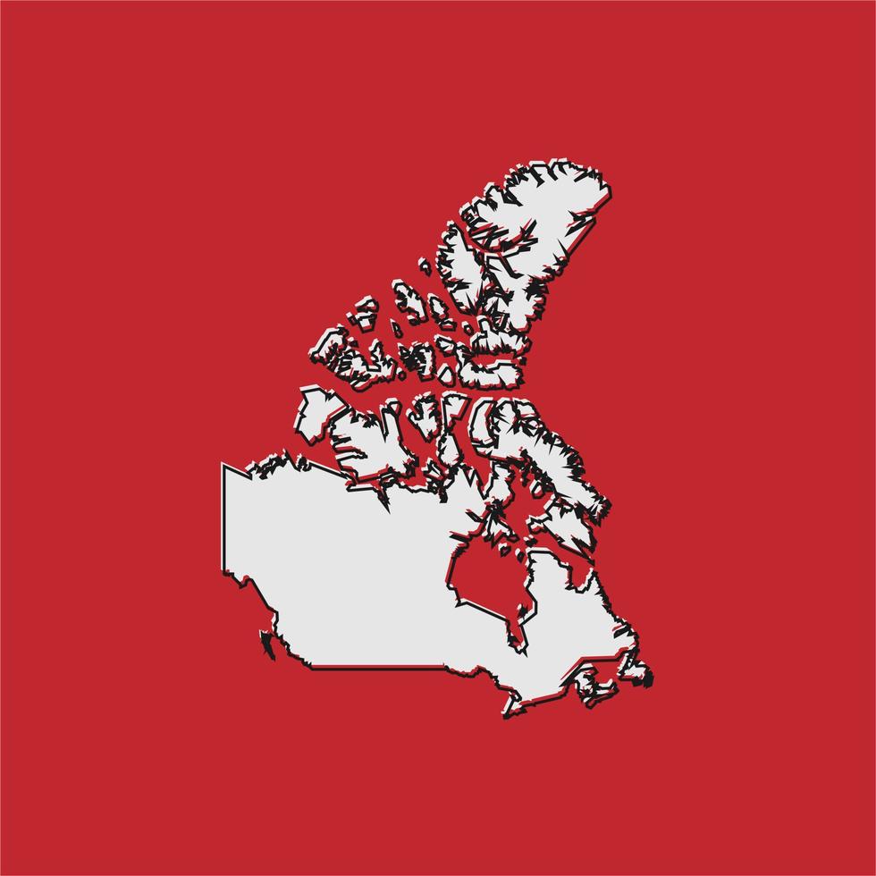 mapa do canadá em fundo vermelho vetor