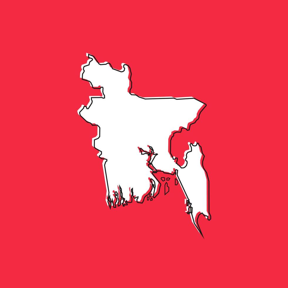 ilustração vetorial do mapa de bangladesh sobre fundo vermelho vetor