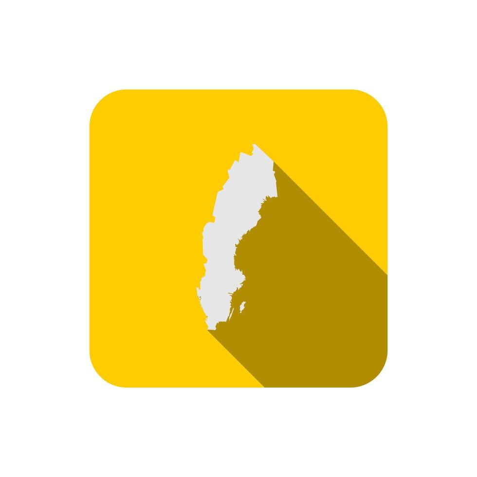 mapa da Suécia isolado em um quadrado amarelo com sombra longa vetor