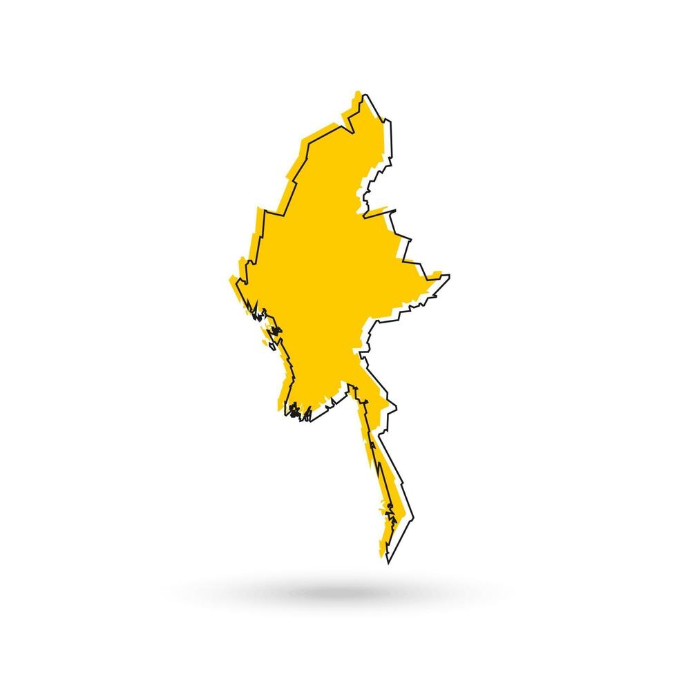 ilustração em vetor do mapa amarelo de myanmar em fundo branco