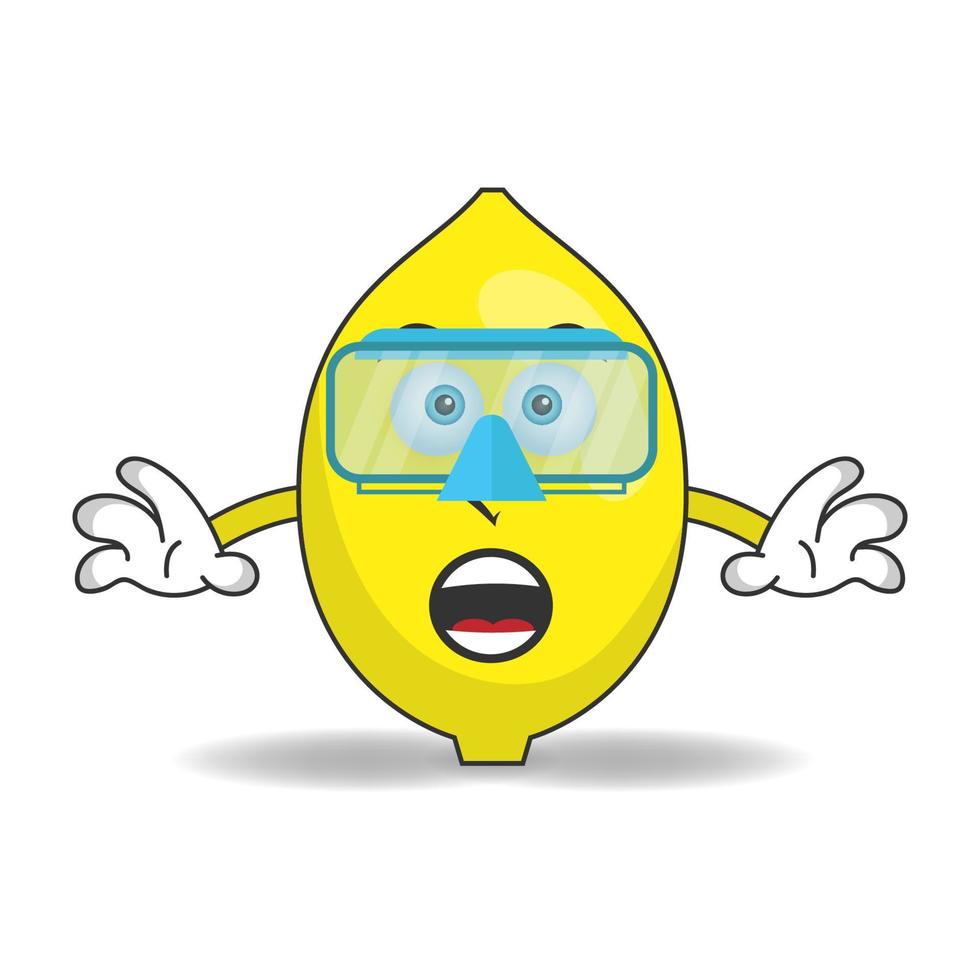 o mascote limão está mergulhando. ilustração vetorial vetor