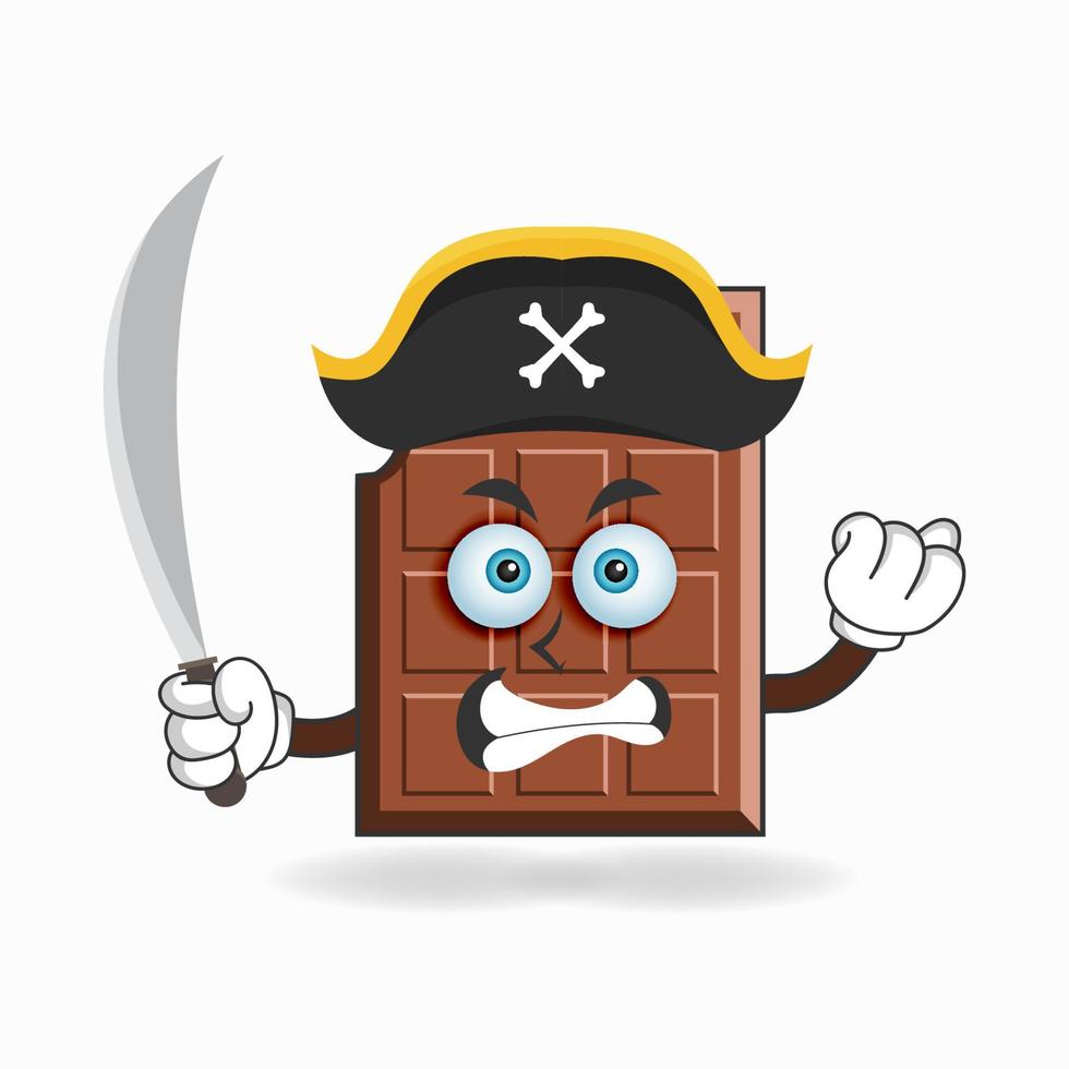 o mascote do chocolate se torna um pirata. ilustração vetorial vetor