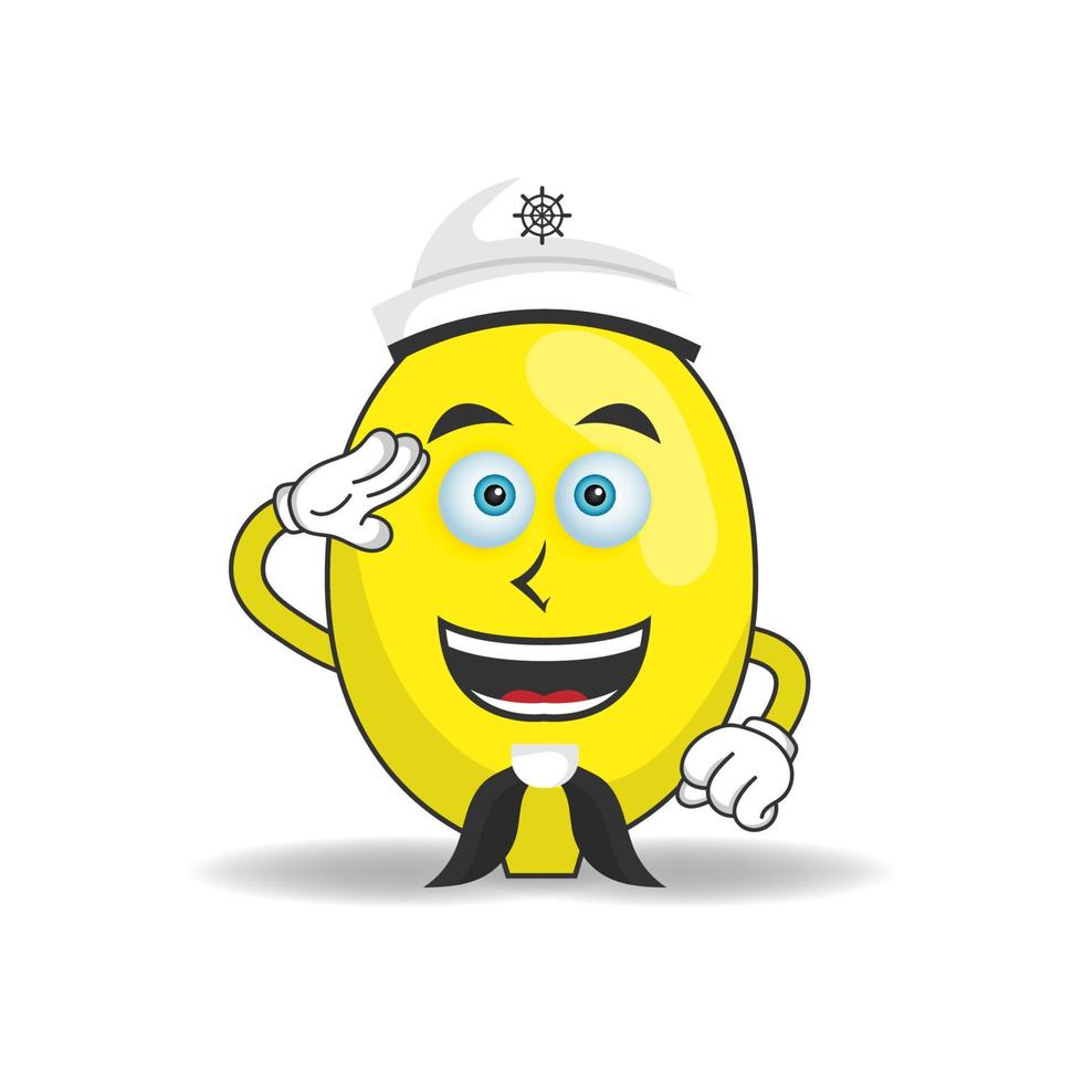 o mascote do limão se torna um marinheiro. ilustração vetorial vetor