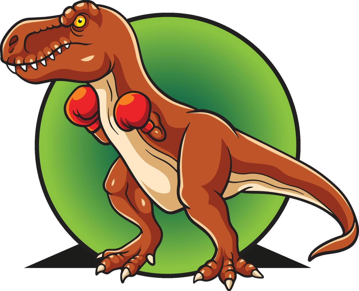 uma desenho animado dinossauro com boxe luvas. vetor