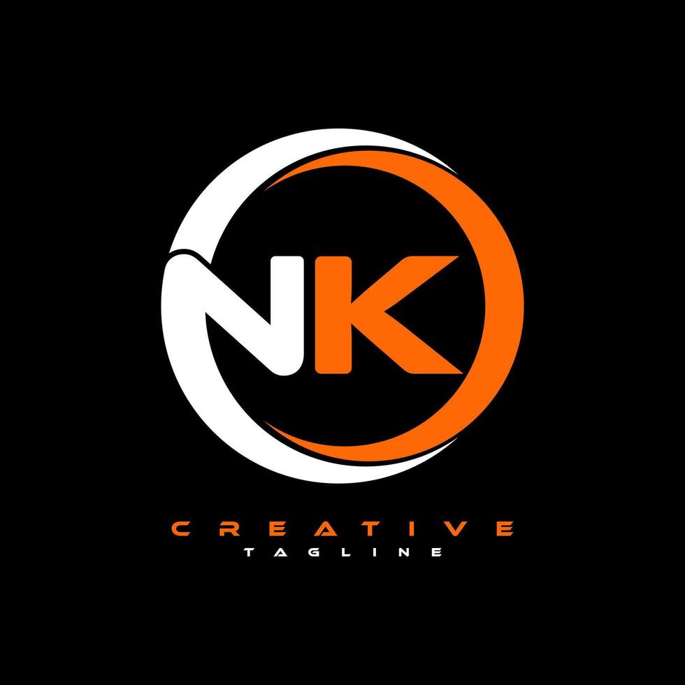 nk carta logotipo Projeto em Preto fundo. nk criativo iniciais carta logotipo conceito. nk carta Projeto. pró vetor