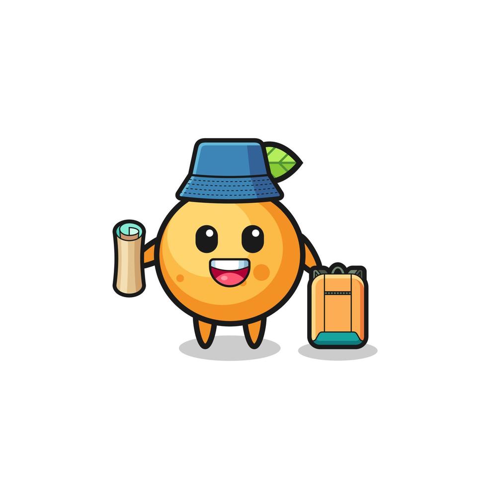 personagem mascote da fruta laranja como caminhante vetor