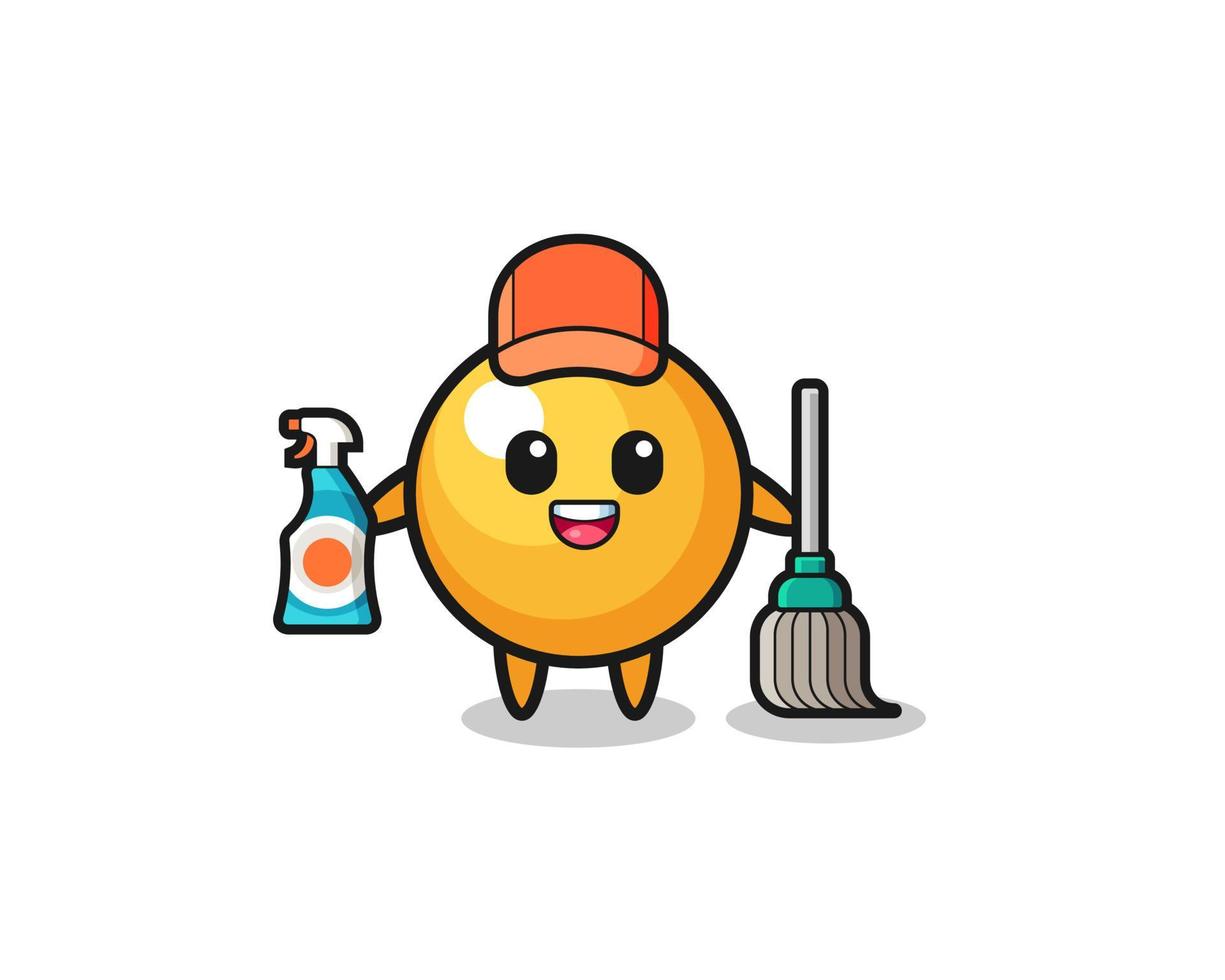 personagem fofinho de pingue-pongue como mascote de serviços de limpeza vetor