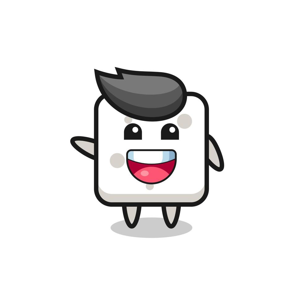 personagem mascote fofo de cubo de açúcar feliz vetor