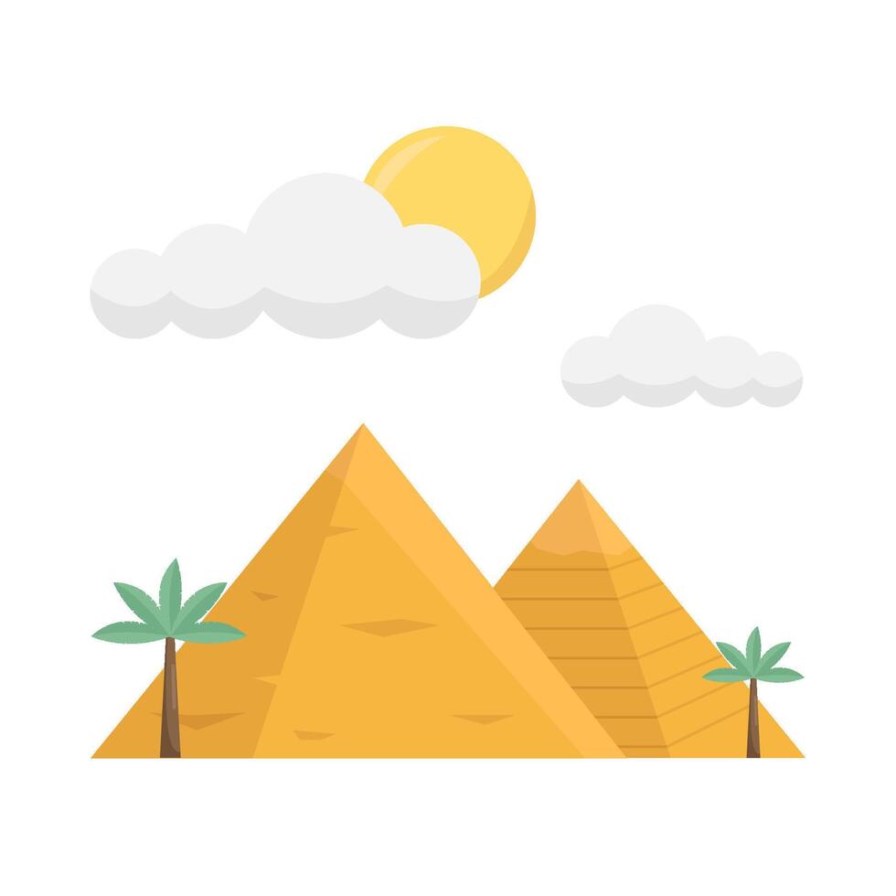 pirâmide, Palma árvore com Sol verão ilustração vetor