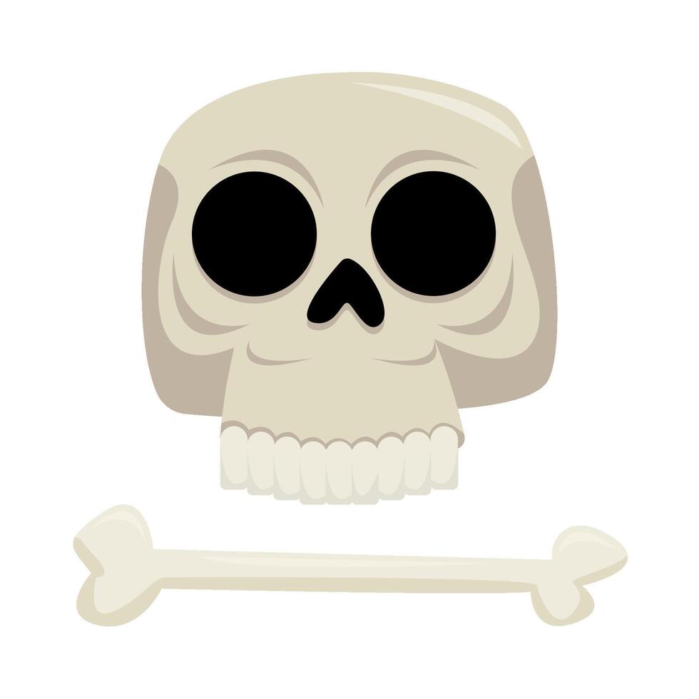 crânio com osso ilustração vetor