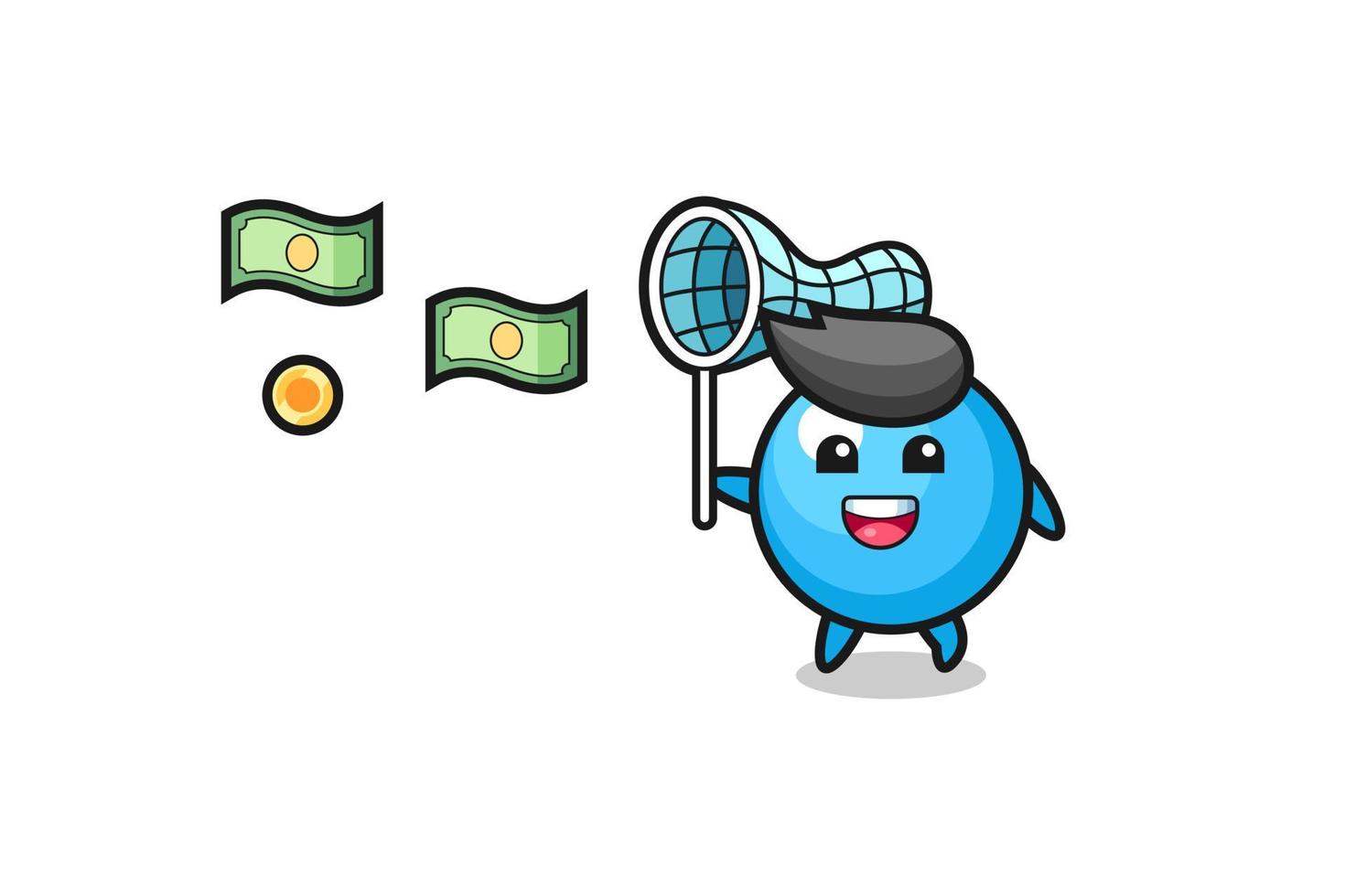 ilustração da bola de chiclete pegando dinheiro voador vetor