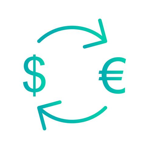 Troca de euro com ícone de vetor de dólar