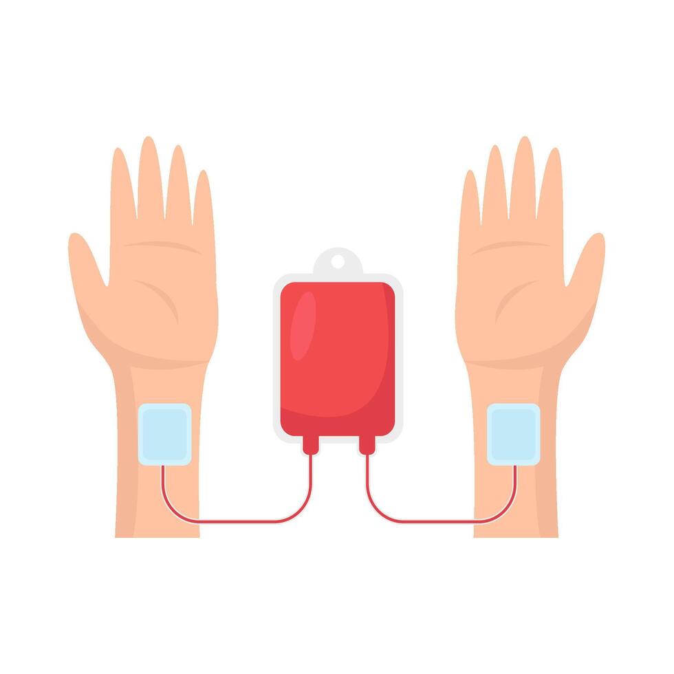 infusão sangue dentro mão ilustração vetor